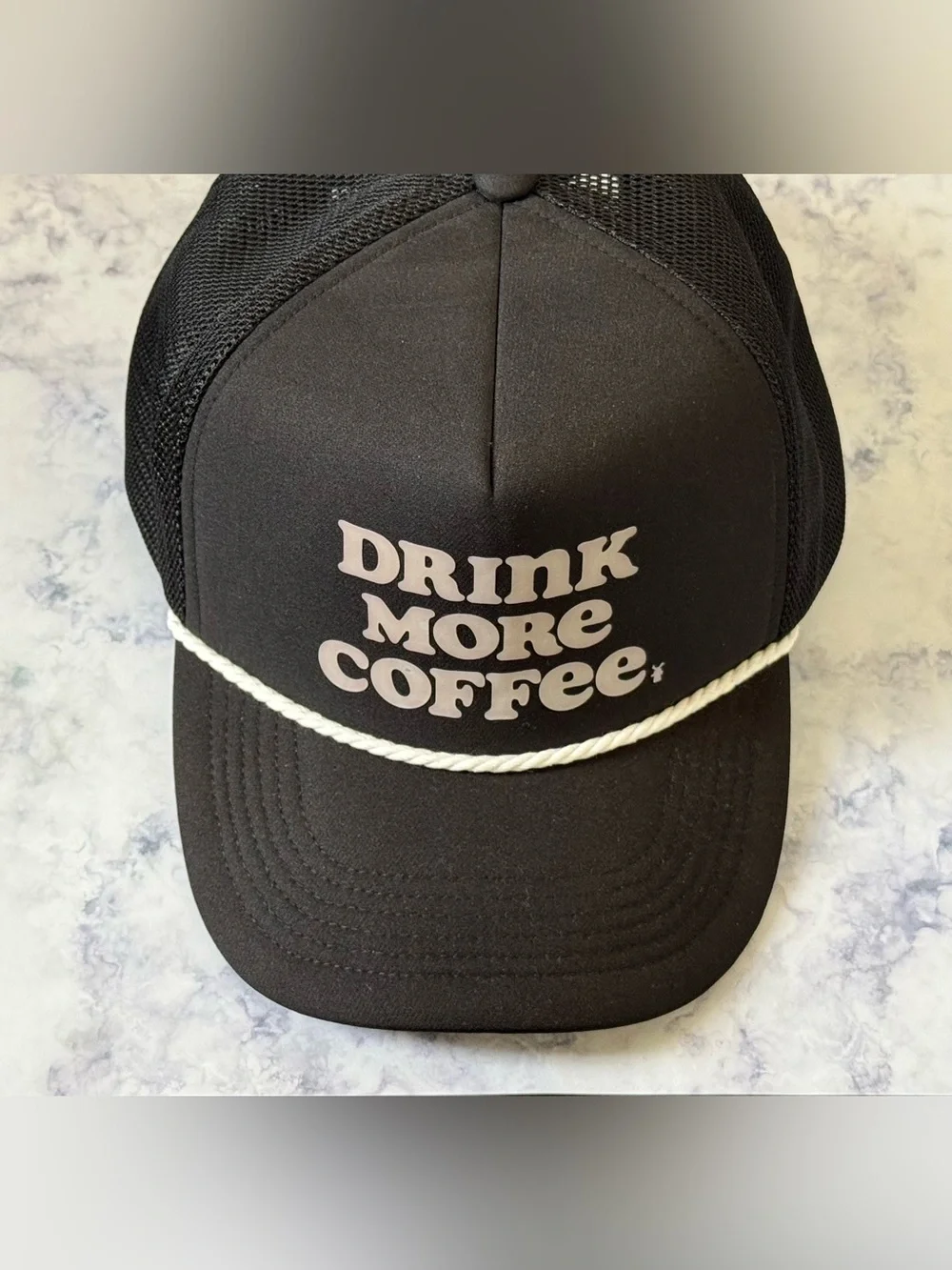 NWOT Dutch Bros Drink More Coffee Black Trucker Hat Snapback Rope Cap OS